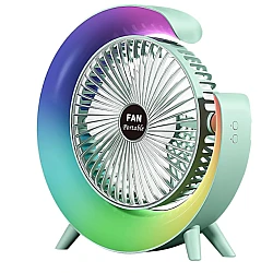 Mini ventilator de birou rotund cu LED RGB 