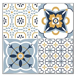 Set 12 placi autocolante din vinil 30 x 30 cm rezistente la apa model FLORAL Multicolor DP0201