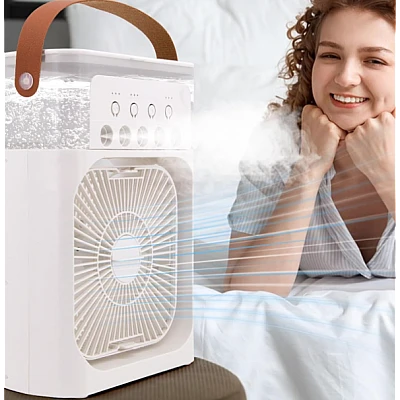 Ventilator portabil 3 1n 1 racorire umidificare si iluminare in 7 culori Ventilator portabil 3 1n 1 racorire umidificare si iluminare in 7 culori