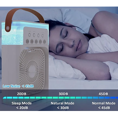 Ventilator portabil 3 1n 1 racorire umidificare si iluminare in 7 culori Ventilator portabil 3 1n 1 racorire umidificare si iluminare in 7 culori