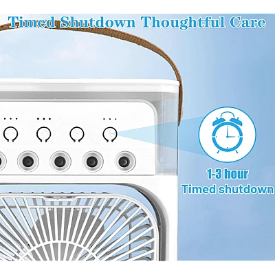 Ventilator portabil 3 1n 1 racorire umidificare si iluminare in 7 culori Ventilator portabil 3 1n 1 racorire umidificare si iluminare in 7 culori