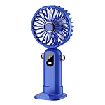 Mini ventilator de mana puternic cu display digital si suport telefon ALBASTRU