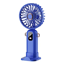 Mini ventilator de mana puternic cu display digital si suport telefon ALBASTRU