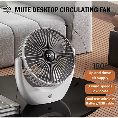 Ventilator de birou silentios multifunctional cu 3 trepte de viteza FAN