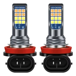 Set 2 becuri auto H11 cu 24 LED in 2 culori 12V 60W 6800 lumeni 6000K Set 2 becuri auto H11 cu 24 LED in 2 culori 12V 60W 6800 lumeni 6000K