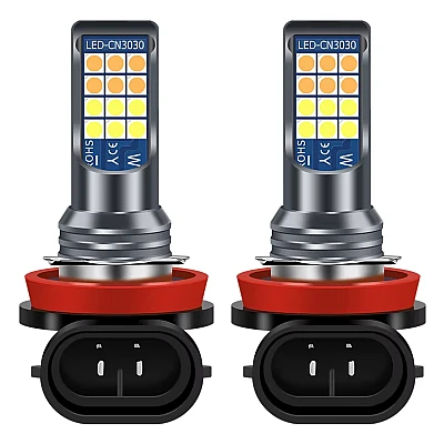 Set 2 becuri auto H11 cu 24 LED in 2 culori 12V 60W 6800 lumeni 6000K Set 2 becuri auto H11 cu 24 LED in 2 culori 12V 60W 6800 lumeni 6000K