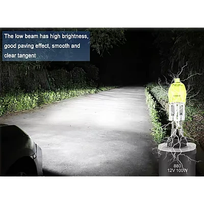 Set 2 becuri LED auto H3 de 12V 100W 6000K HOD galbene XENON Set 2 becuri LED auto H3 de 12V 100W 6000K HOD galbene XENON