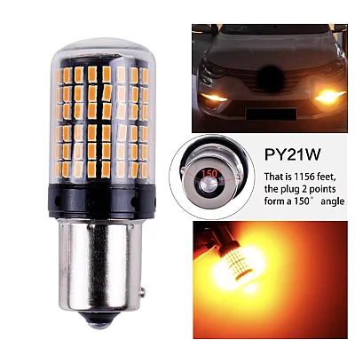Set 2 Becuri LED semnalizare ORANGE soclu Py 150 grade LED 1156 led 144 SMD PY21 Set 2 Becuri LED semnalizare ORANGE soclu Py 150 grade LED 1156 led 144 SMD PY21