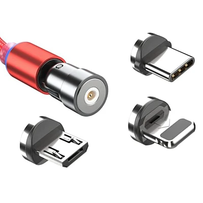 Cablu magnetic 3 in 1 incarcare si transfer date telefon Lightning Micro USB Type C Cablu magnetic 3 in 1 incarcare si transfer date telefon Lightning Micro USB Type C
