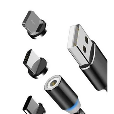 Cablu magnetic 3 in 1 incarcare si transfer date telefon Lightning Micro USB Type C Cablu magnetic 3 in 1 incarcare si transfer date telefon Lightning Micro USB Type C