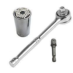 Set cheie tubulara cu clichet  si ADAPTOR universal din otel inoxidabil 7-19mm
