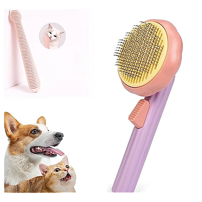 Perie pentru parul animalelor de companie cu buton pentru o curatare usoara