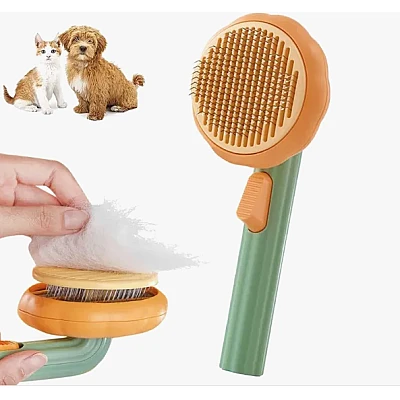 Perie pentru parul animalelor de companie cu buton pentru o curatare usoara