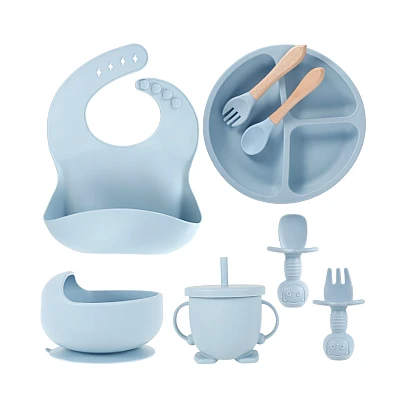 Set complet din silicon pentru diversificare bebelusi si copii Set complet din silicon pentru diversificare bebelusi si copii