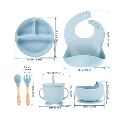Set complet din silicon pentru diversificare bebelusi si copii Set complet din silicon pentru diversificare bebelusi si copii