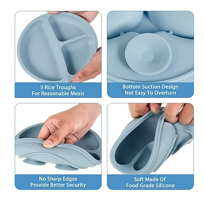 Set complet din silicon pentru diversificare bebelusi si copii Set complet din silicon pentru diversificare bebelusi si copii