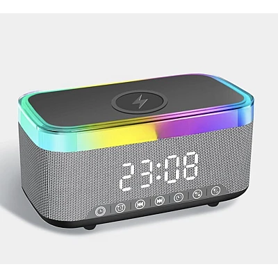 Boxa portabila 4 in 1 cu 12 moduri de iluminare MD S300 Bluetooth Ceas Incarcator Wireless Boxa portabila 4 in 1 cu 12 moduri de iluminare MD S300 Bluetooth Ceas Incarcator Wireless