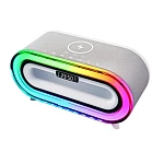 Boxa portabila MD S306 cu incarcare wireless LED RGB ceas si alarma