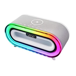 Boxa portabila MD S306 cu incarcare wireless LED RGB ceas si alarma