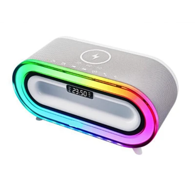 Boxa portabila MD S306 cu incarcare wireless LED RGB ceas si alarma Boxa portabila MD S306 cu incarcare wireless LED RGB ceas si alarma