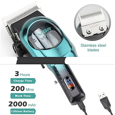 Set aparat de tuns fara fir VGR V 166 2000mah 6 distantiere incarcare USB si suport Set aparat de tuns fara fir VGR V 166 2000mah 6 distantiere incarcare USB si suport