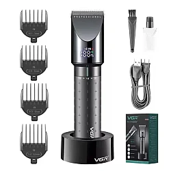 Aparat de tuns fara fir VGR V698 4 distantiere afisaj LED cu suport incarcare USB