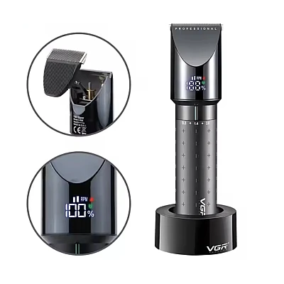 Aparat de tuns fara fir VGR V698 4 distantiere afisaj LED cu suport incarcare USB Aparat de tuns fara fir VGR V698 4 distantiere afisaj LED cu suport incarcare USB