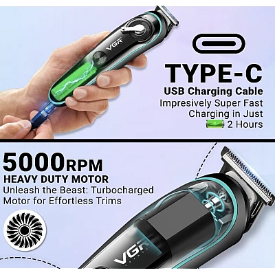 Trimmer profesional de tuns VGR V 075 cu afisaj LED si 4 piepteni Trimmer profesional de tuns VGR V 075 cu afisaj LED si 4 piepteni