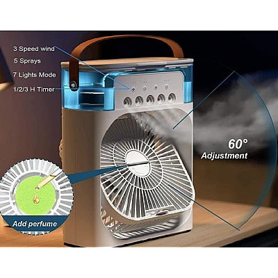 Ventilator portabil cu umidificator incorporat conectare USB cu lumina de noapte Ventilator portabil cu umidificator incorporat conectare USB cu lumina de noapte