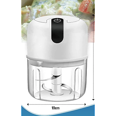 Mini tocator electric de bucatarie incarcare USB 250ml cu 3 lame Alb Mini tocator electric de bucatarie incarcare USB 250ml cu 3 lame Alb
