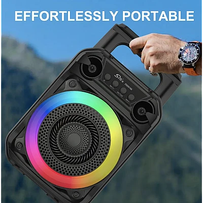 Boxa portabila bluetooth ZQS 6166 cu led RGB si maner transport Boxa portabila bluetooth ZQS 6166 cu led RGB si maner transport