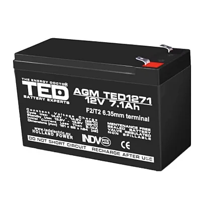 Acumulator 12V Stationar Dimensiuni 151 x 65 x 95 mm Baterie 12V 7.1Ah TED Electric Acumulator 12V Stationar Dimensiuni 151 x 65 x 95 mm Baterie 12V 7.1Ah TED Electric