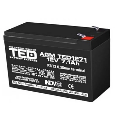 Acumulator 12V Stationar Dimensiuni 151 x 65 x 95 mm Baterie 12V 7.1Ah TED Electric Acumulator 12V Stationar Dimensiuni 151 x 65 x 95 mm Baterie 12V 7.1Ah TED Electric