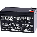 Acumulator 12V Stationar Dimensiuni 151 x 65 x 95 mm Baterie 12V 9.1Ah TED Electric
