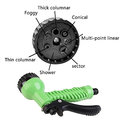 Pistol de stropit 7 moduri de udare material ABS fara scurgeri negru/verde Pistol de stropit 7 moduri de udare material ABS fara scurgeri negru/verde