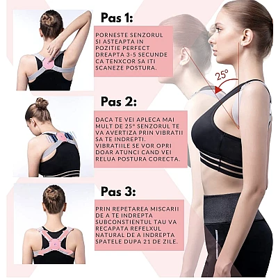 Corset pentru corectarea si indreptarea coloanei si a umerilor cu senzor inteligent Corset pentru corectarea si indreptarea coloanei si a umerilor cu senzor inteligent
