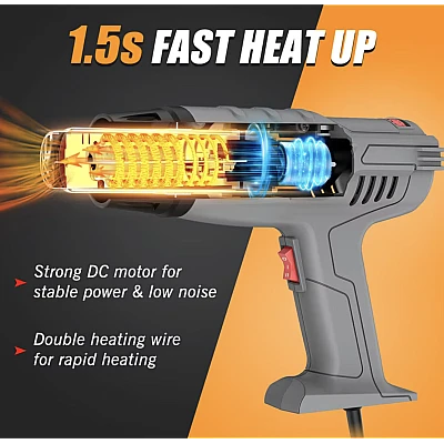 Pistol cu aer cald rezistent putere 2000 W temperatura intre 300 si 600 grade Negru Pistol cu aer cald rezistent putere 2000 W temperatura intre 300 si 600 grade Negru