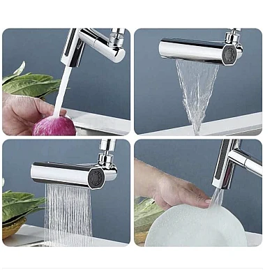 Robinet de bucatarie cu extensie 4 moduri curgere apa cascada picaturi de ploaie bule si 2 jeturi Robinet de bucatarie cu extensie 4 moduri curgere apa cascada picaturi de ploaie bule si 2 jeturi