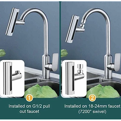 Robinet de bucatarie cu extensie 4 moduri curgere apa cascada picaturi de ploaie bule si 2 jeturi Robinet de bucatarie cu extensie 4 moduri curgere apa cascada picaturi de ploaie bule si 2 jeturi