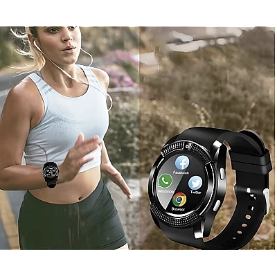 Ceas Smartwatch V8 cu functie apelare SMS camera Bluetooth Android Negru Ceas Smartwatch V8 cu functie apelare SMS camera Bluetooth Android Negru