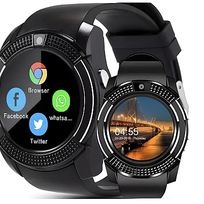 Ceas Smartwatch V8 cu functie apelare SMS camera Bluetooth Android Negru Ceas Smartwatch V8 cu functie apelare SMS camera Bluetooth Android Negru