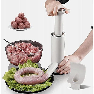 Masina manuala 2 in 1 pentru carnati si chiftele compacta usor de utilizat