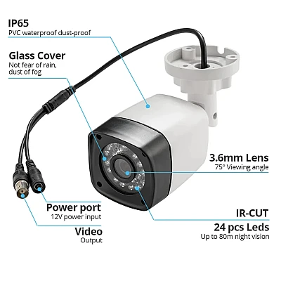 Sistem de supraveghere cu 8 camere exterior 1080P Kit AHD compresie video H.265 Sistem de supraveghere cu 8 camere exterior 1080P Kit AHD compresie video H.265