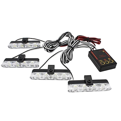 Set 4 stroboscoape cu 4 leduri lumina Galbena si Telecomanda Set 4 stroboscoape cu 4 leduri lumina Galbena si Telecomanda