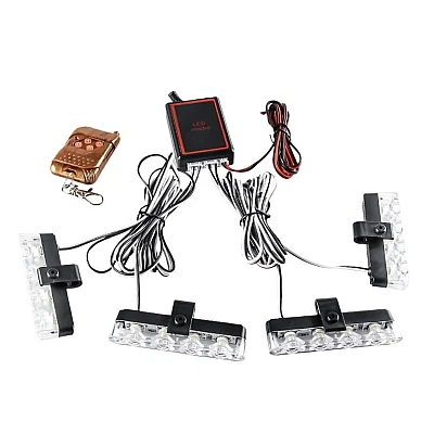 Set 4 stroboscoape cu 4 leduri lumina Galbena si Telecomanda Set 4 stroboscoape cu 4 leduri lumina Galbena si Telecomanda