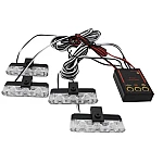 Set 4 lumini LED de avertizare rosu albastru pentru grila functii stroboscop 36W 12V