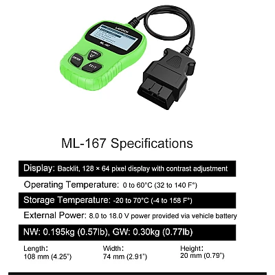 Diagnoza Tester ML 167 Lafoch Auto Profesional Universal OBD2 Diagnoza Tester ML 167 Lafoch Auto Profesional Universal OBD2