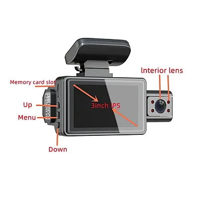 Camera auto dubla fata si interior 1080p ecran 3 inch Unghi 170 grade Night vision G Senzor Detectia Miscarii Camera auto dubla fata si interior 1080p ecran 3 inch Unghi 170 grade Night vision G Senzor Detectia Miscarii