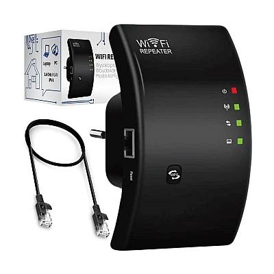 Amplificator semnal Wireless WiFi Repeater/Range Extender 300 Mbps Negru Amplificator semnal Wireless WiFi Repeater/Range Extender 300 Mbps Negru
