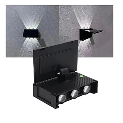 Lampa Solara de perete dubla cu panou solar 6 LED montaj pe perete iluminare sus/jos Lampa Solara de perete dubla cu panou solar 6 LED montaj pe perete iluminare sus/jos